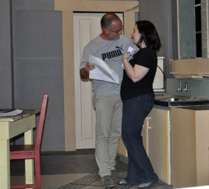 Early rehearsal for Beauty Queen, with Gabriel Bergmoser and Melanie Rowe. 
