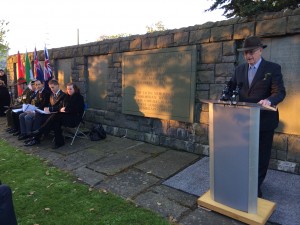 Jeff Kildea giving Anzac address at Grangegorman Military Cemetery (Courtesy Michael Lee)