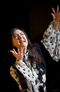 Debra Low delivers one of the hyperbolic parodies in Cyclops.